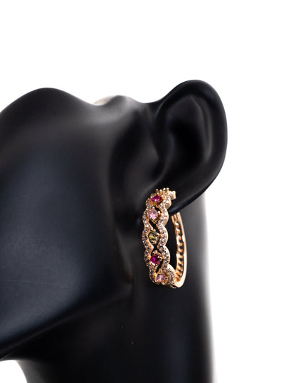 Luxury Rose Gold Multicolor Crystal Ornate Hoop Tops