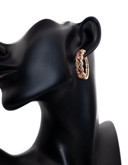 Luxury Rose Gold Multicolor Crystal Ornate Hoop Tops