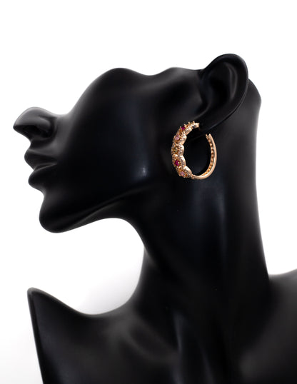 Luxury Rose Gold Multicolor Crystal Ornate Hoop Tops