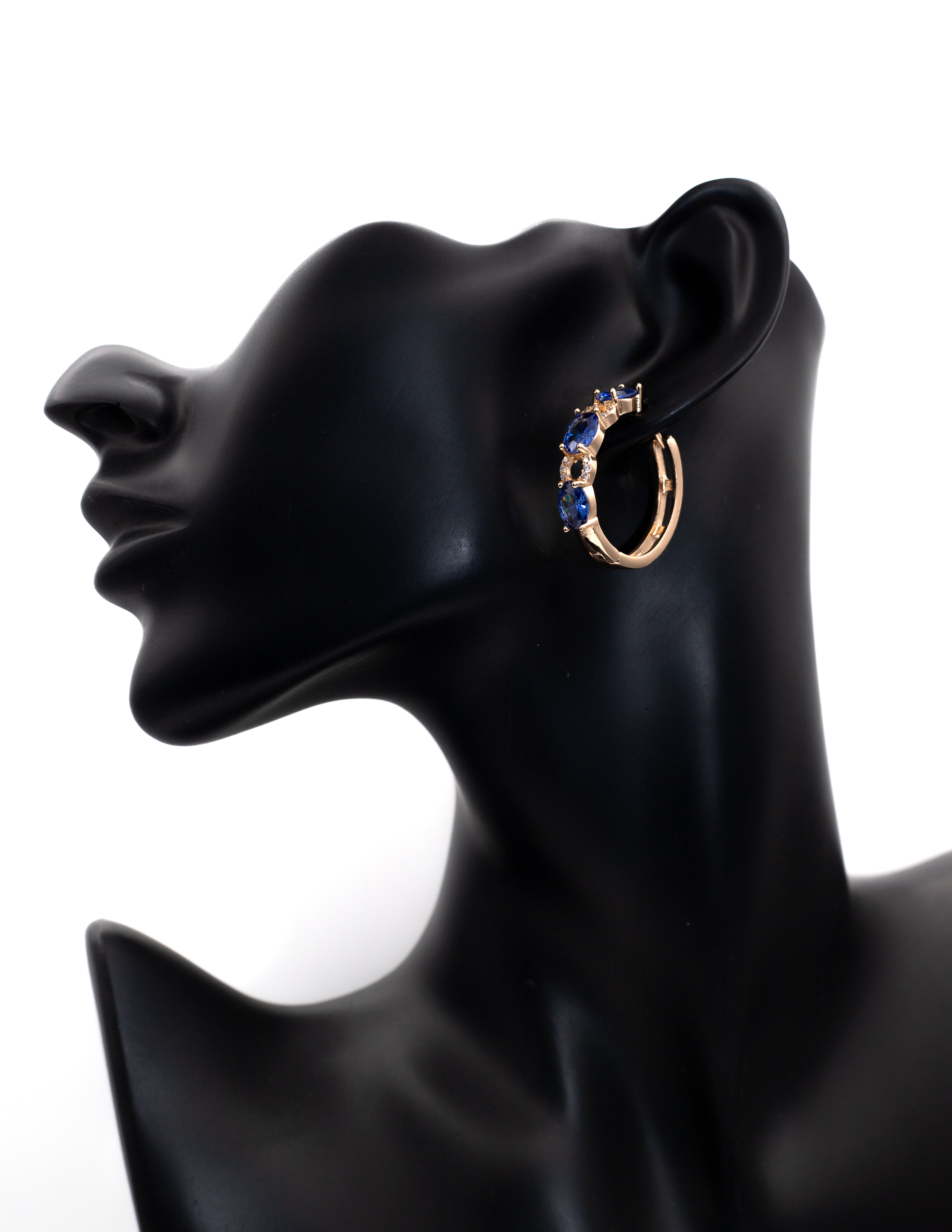 Luxury Golden Sapphire Oval Hoop Tops (High-End Color)