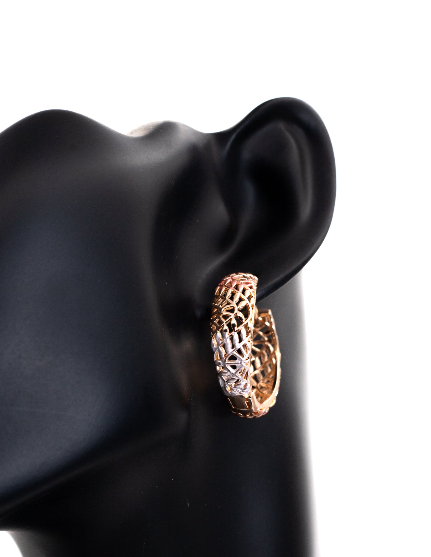 Luxury Tri-Color Filigree Wide Hoop Tops