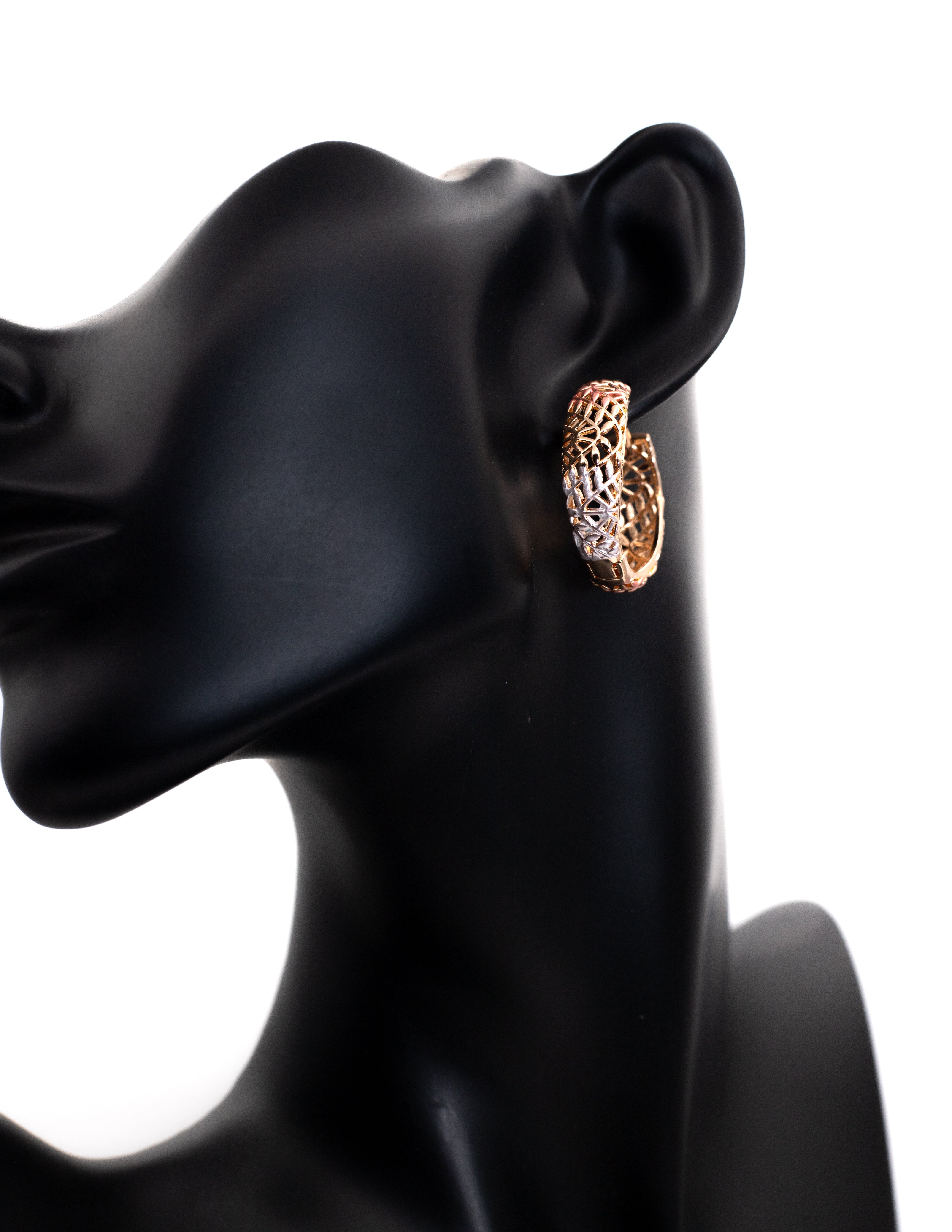 Luxury Tri-Color Filigree Wide Hoop Tops