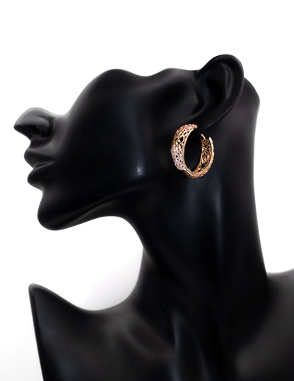 Luxury Tri-Color Filigree Wide Hoop Tops