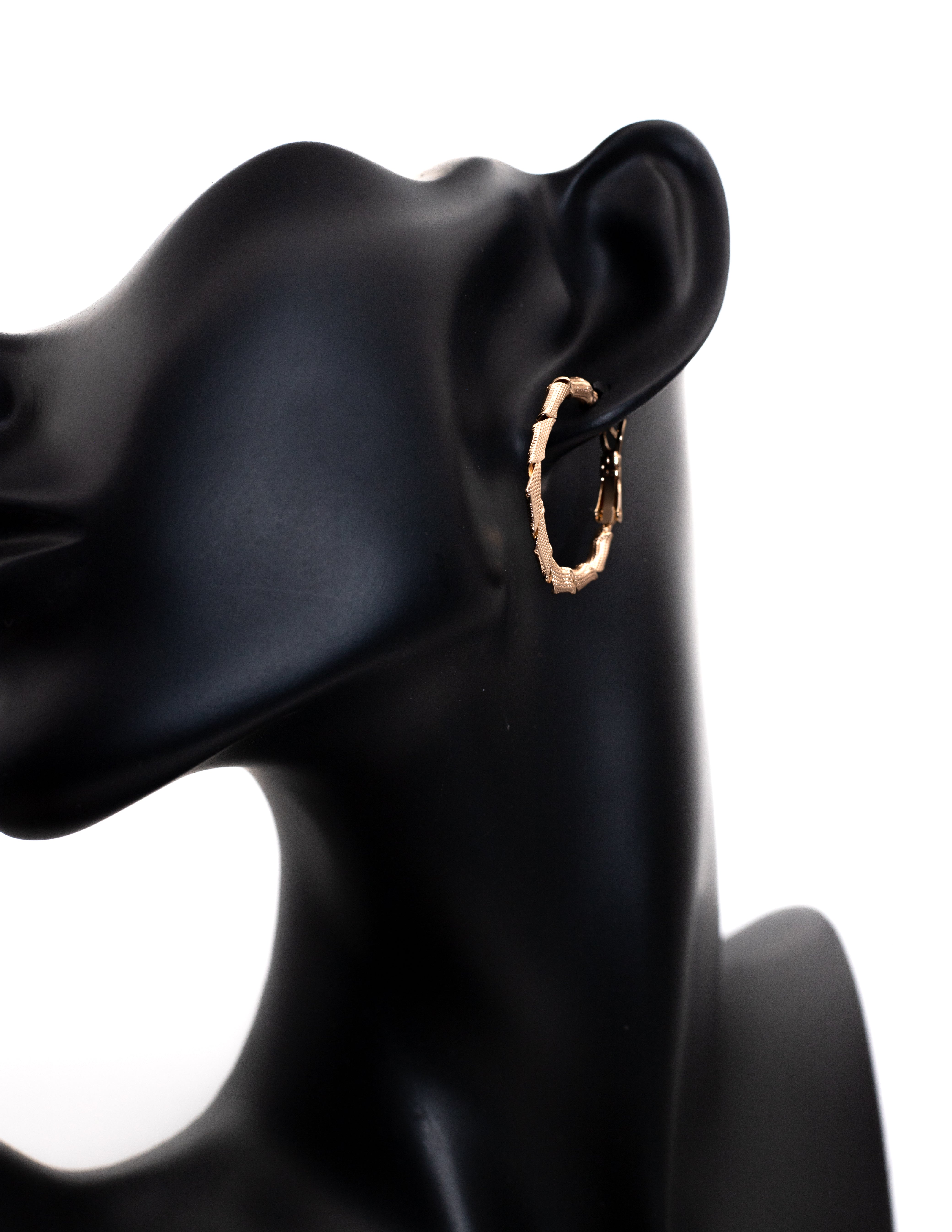 Minimalist Golden Segmented Hoop Tops (Bamboo Texture)