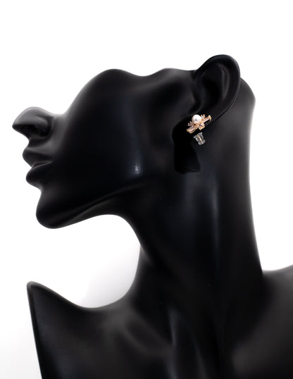 Golden Pearl & Marquise Crystal Cluster Stud Tops