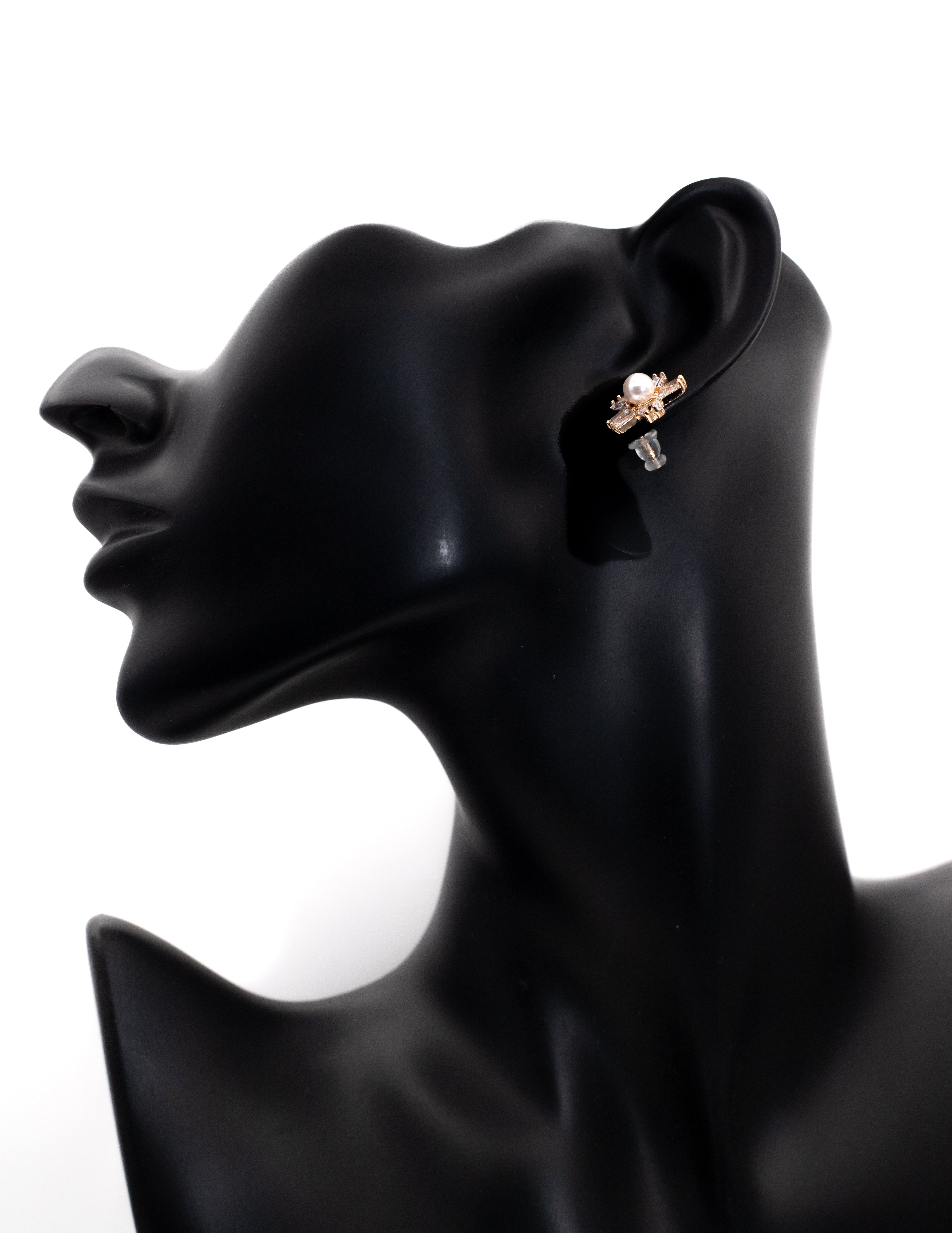 Golden Pearl & Marquise Crystal Cluster Stud Tops