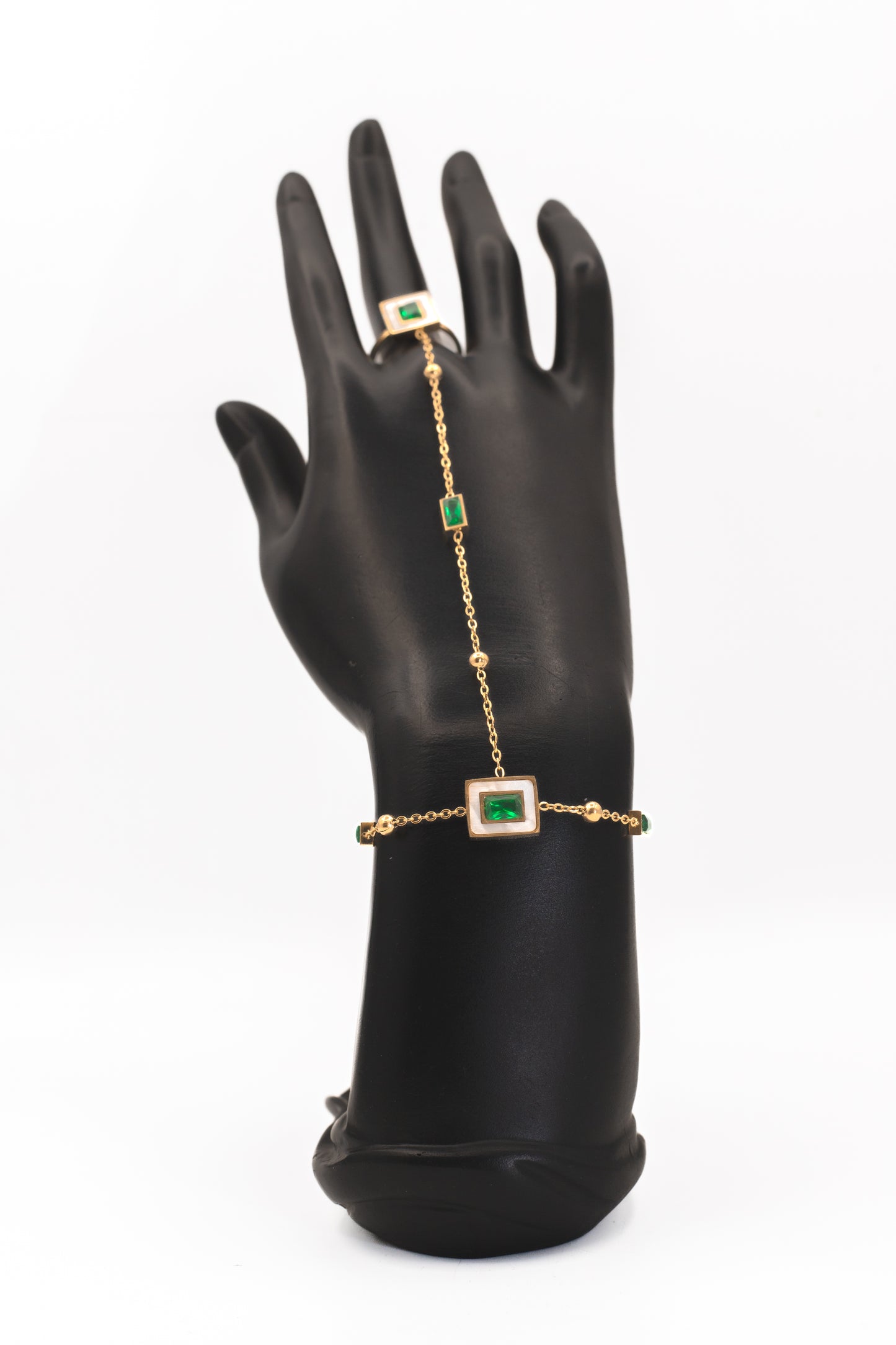 Golden Emerald Ring Bracelet