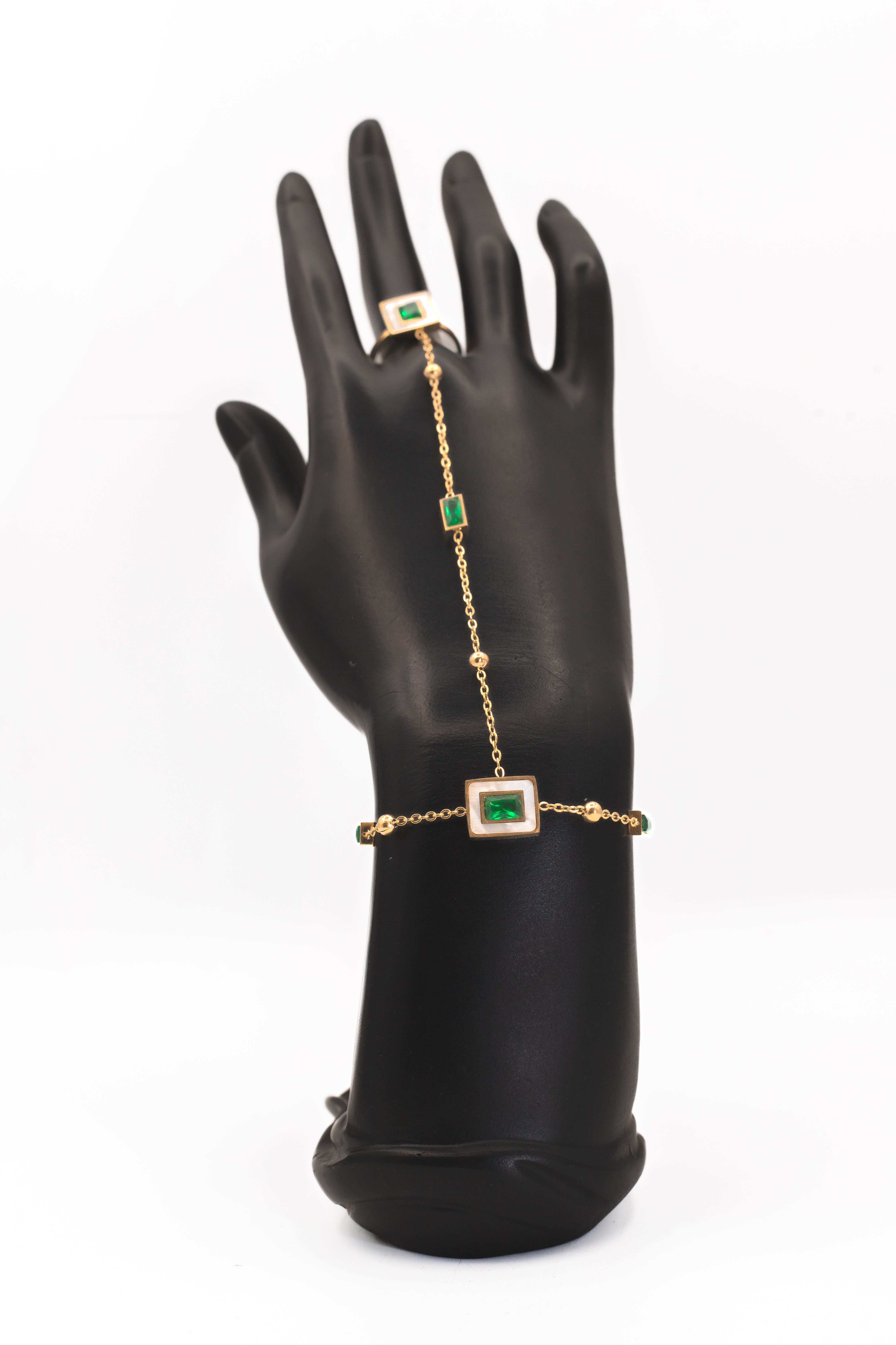 Golden Emerald Ring Bracelet