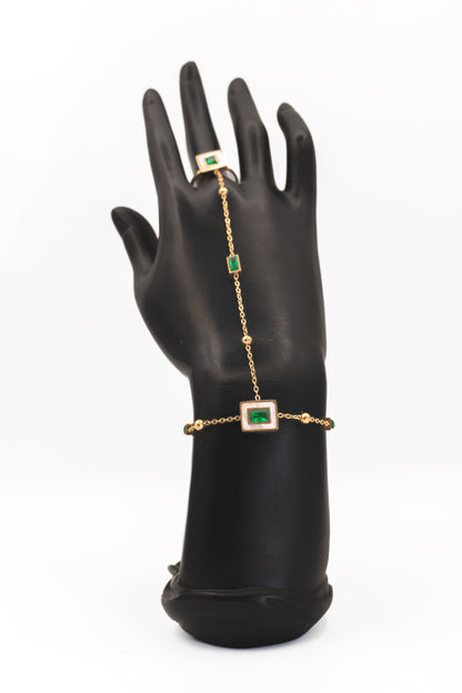 Golden Emerald Ring Bracelet