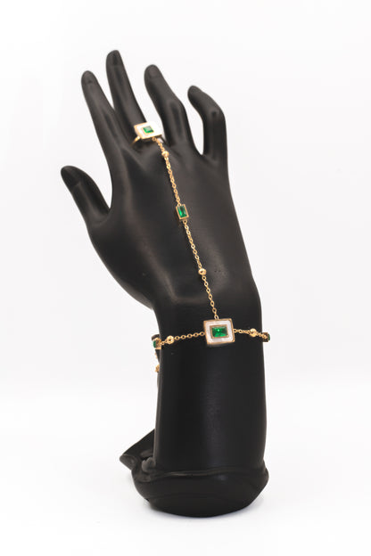 Golden Emerald Ring Bracelet