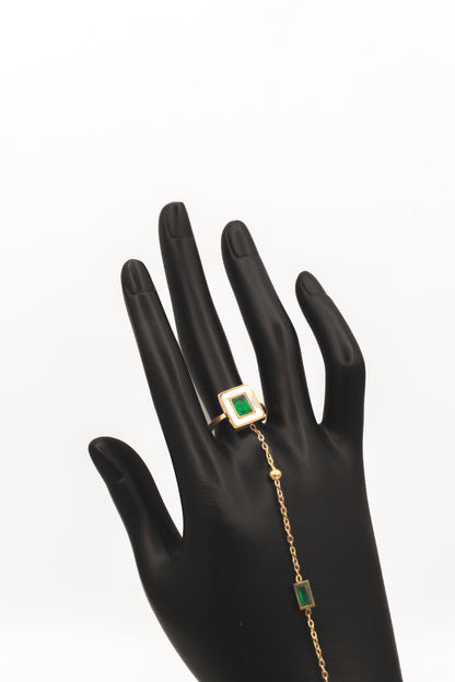 Golden Emerald Ring Bracelet
