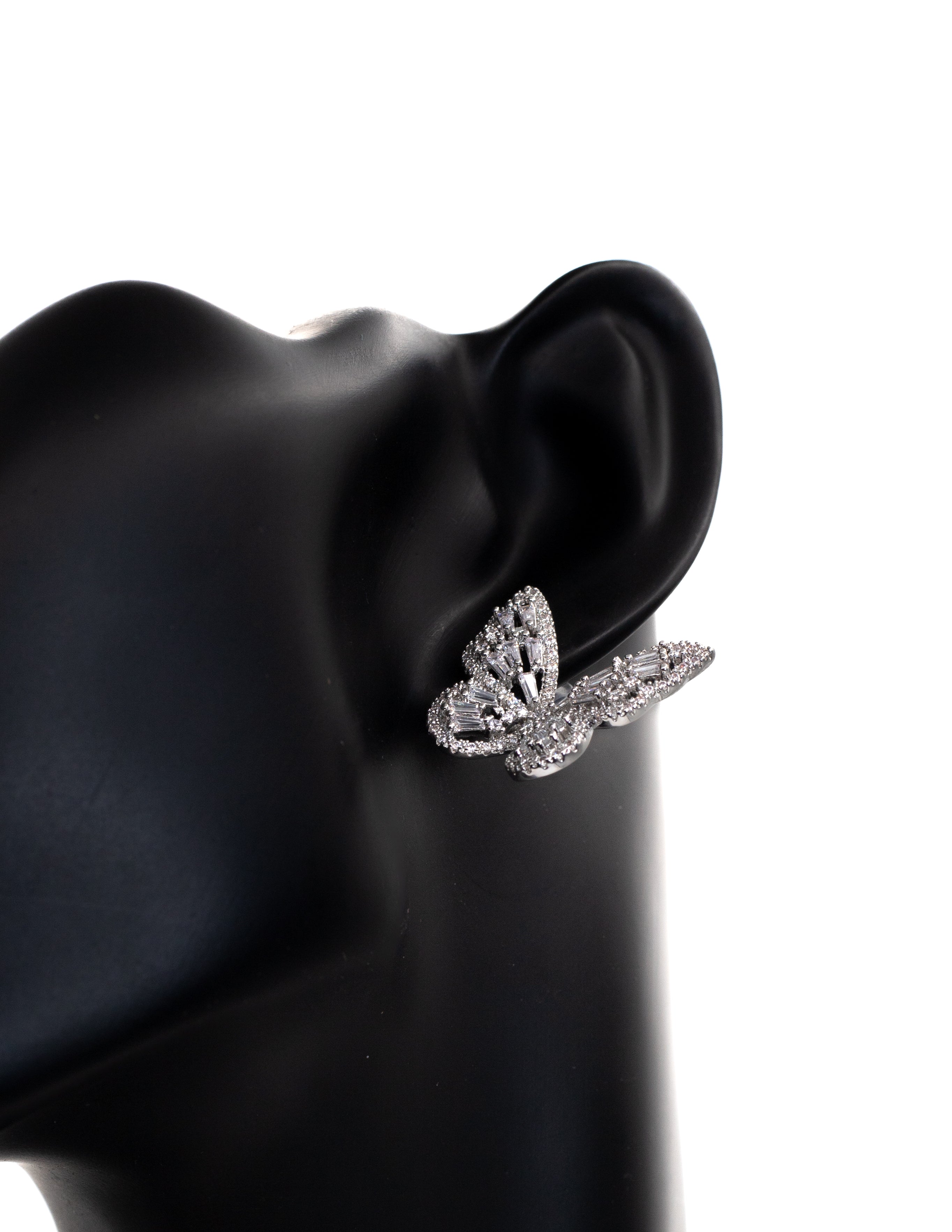 Silver Crystal Butterfly Stud Tops