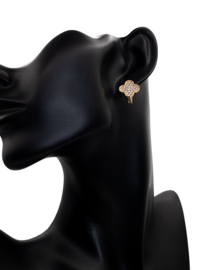 Pave Crystal Clover Huggie Tops