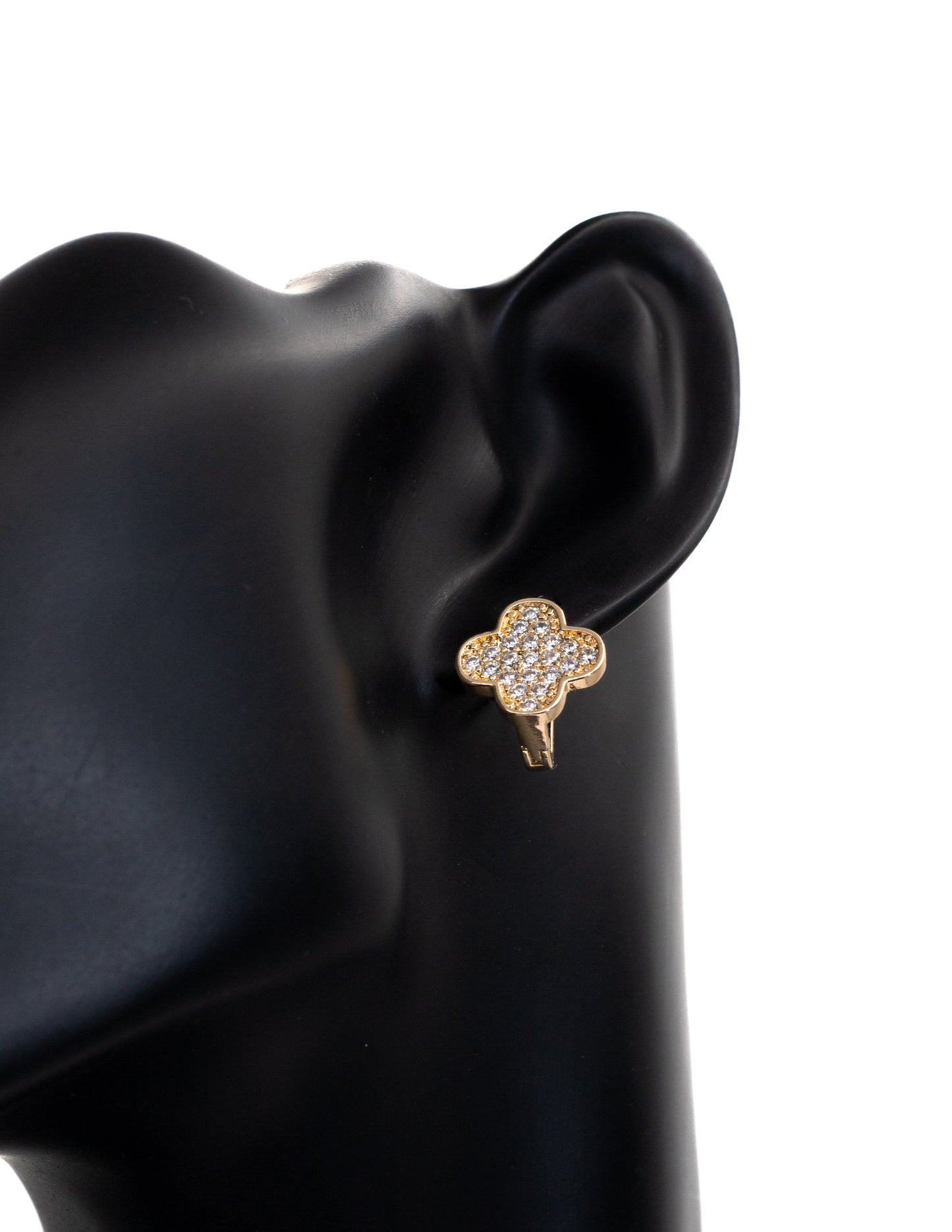 Pave Crystal Clover Huggie Tops