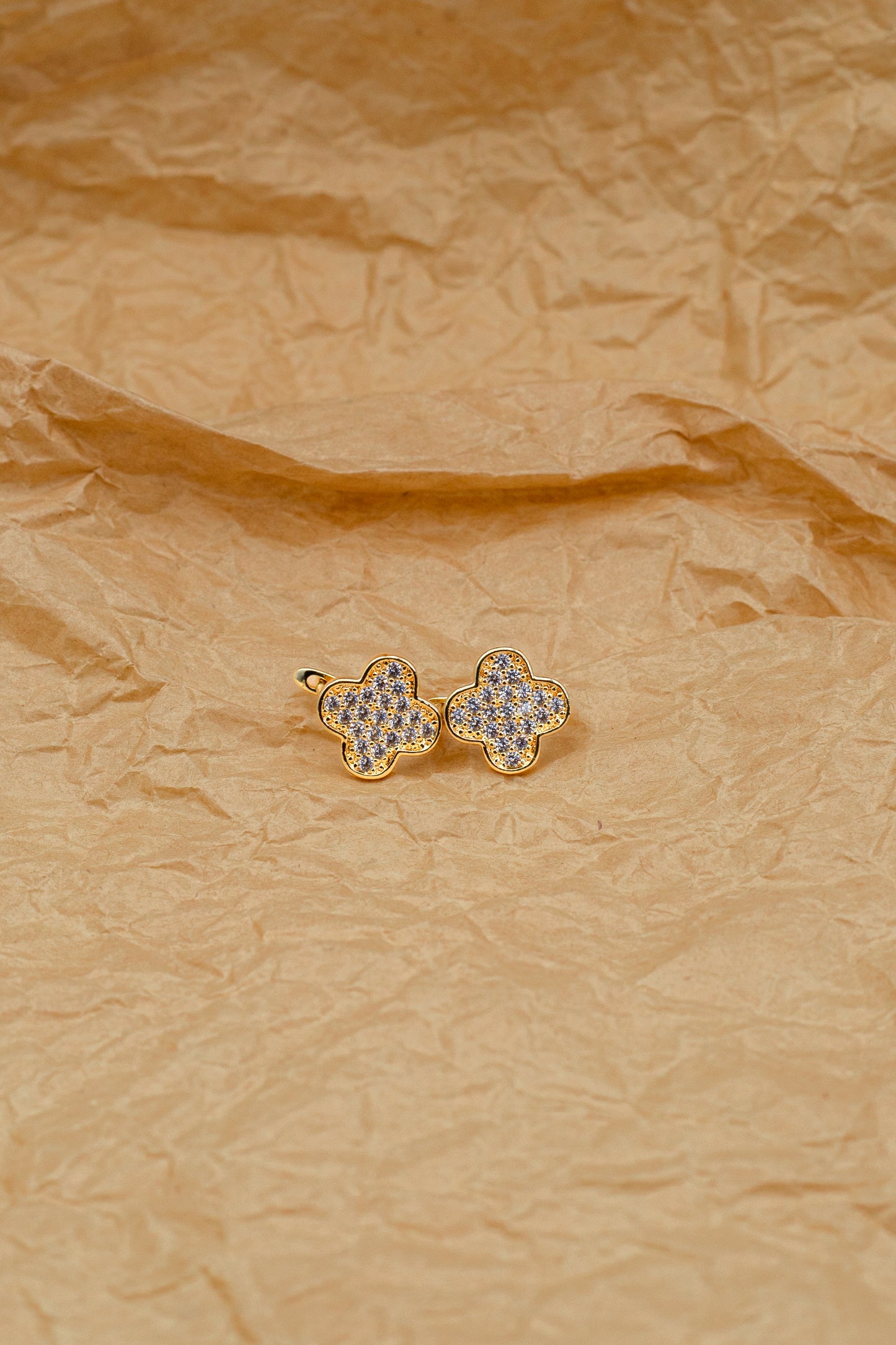 Pave Crystal Clover Huggie Tops