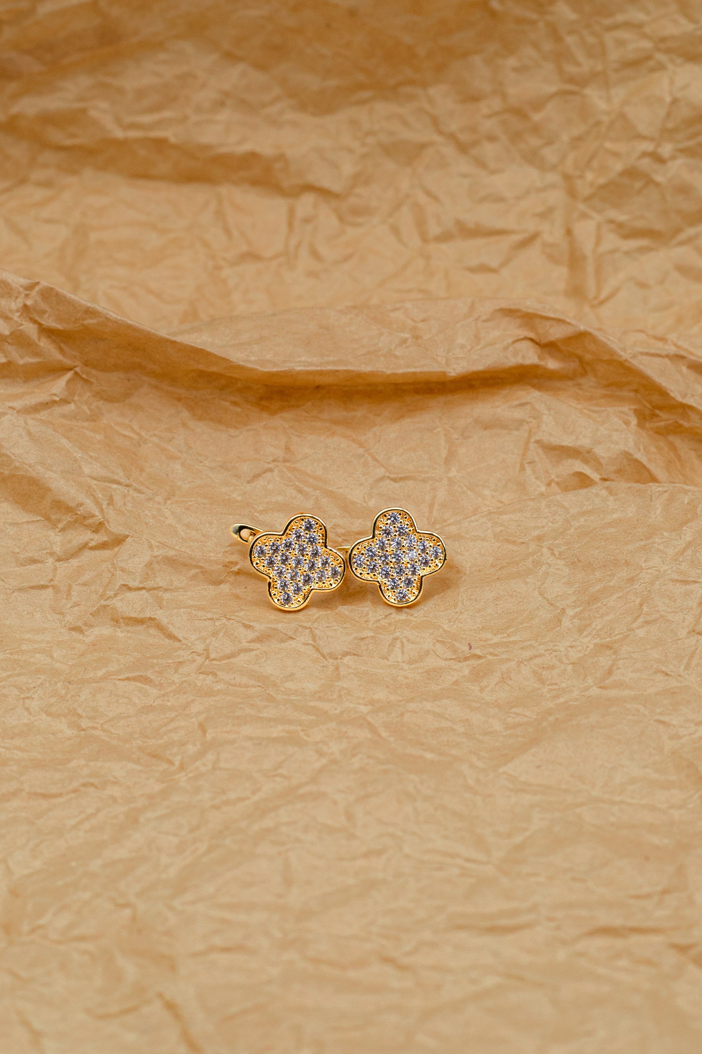 Pave Crystal Clover Huggie Tops