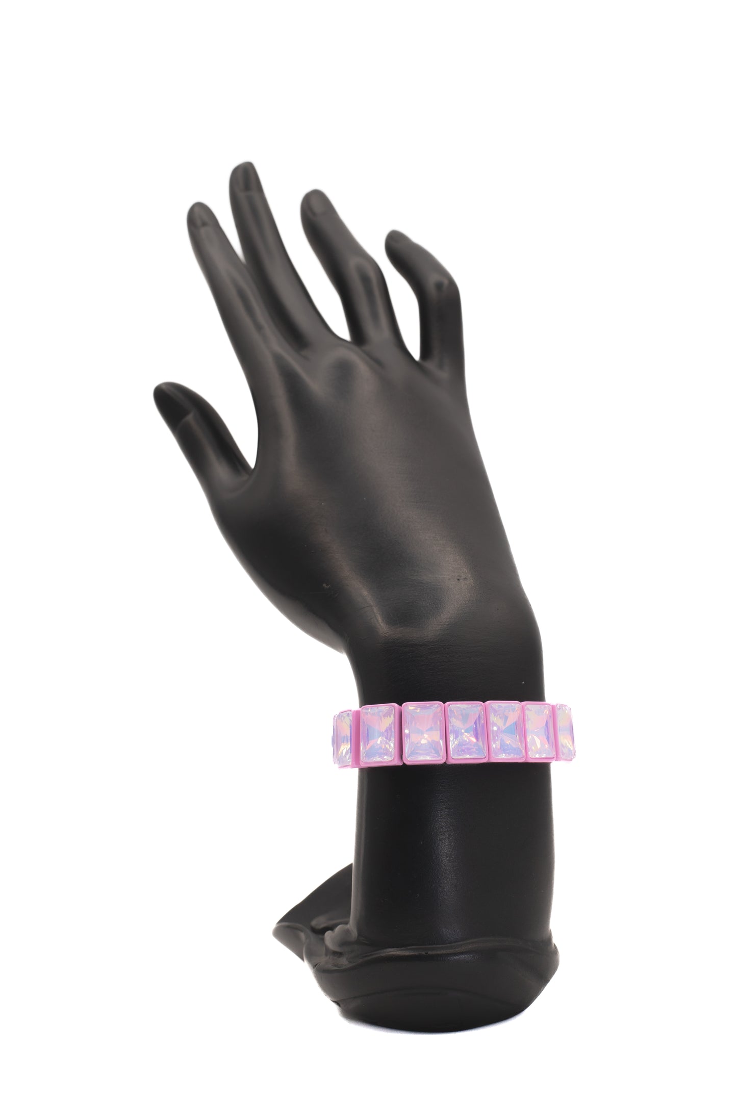 Bold Pink Enamel Iridescent Crystal Bracelet