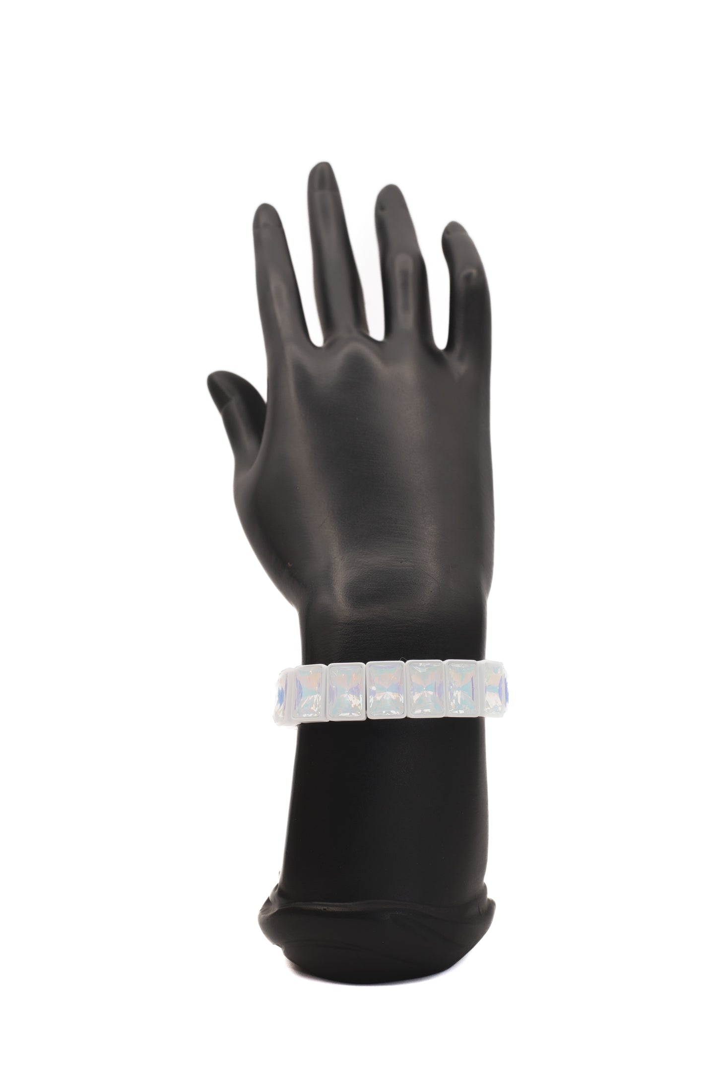 White Enamel Iridescent Crystal Bracelet