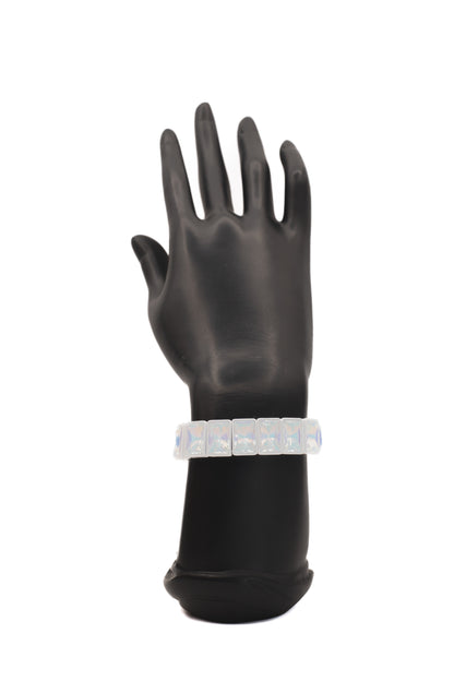 White Enamel Iridescent Crystal Bracelet