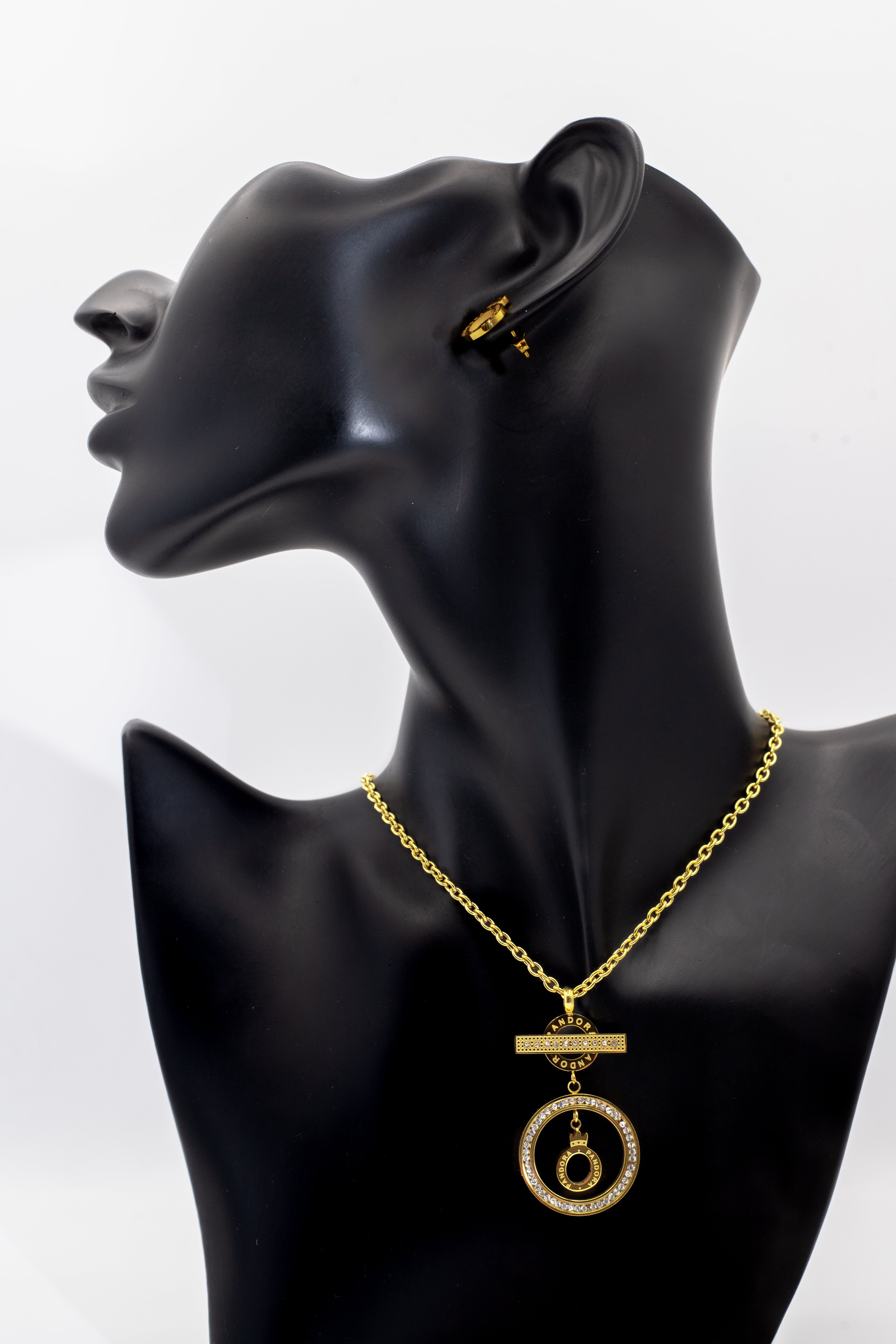 Golden Pave Crystal Clover Necklace