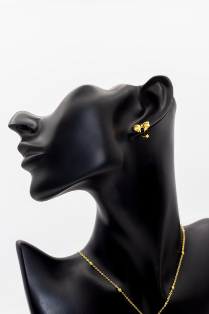 Golden Beaded Starfish Charm Necklace Teal Enamel