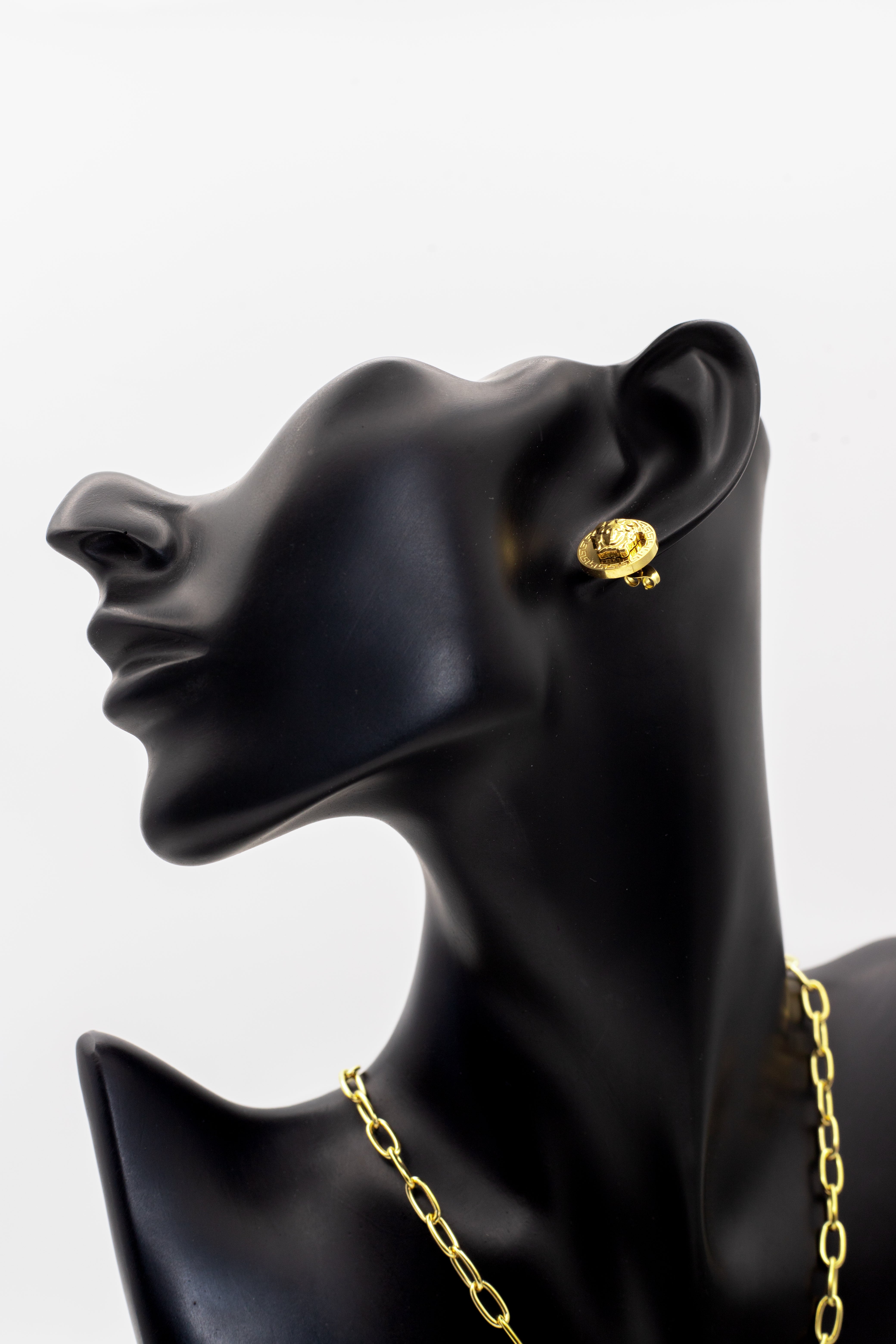 Golden Medusa Crest Minimalist Stud Tops