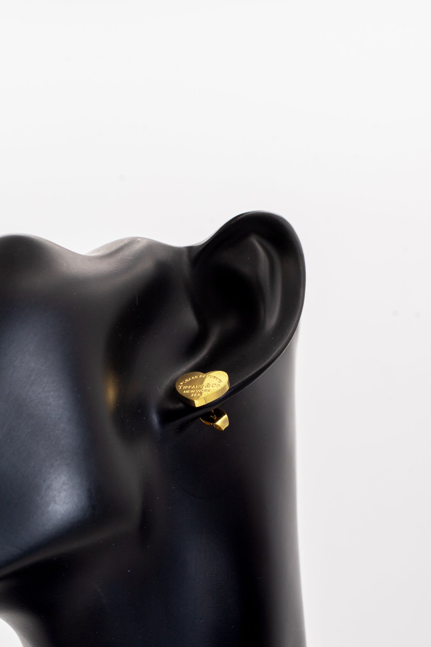 Golden Engraved Heart Tag Stud Tops