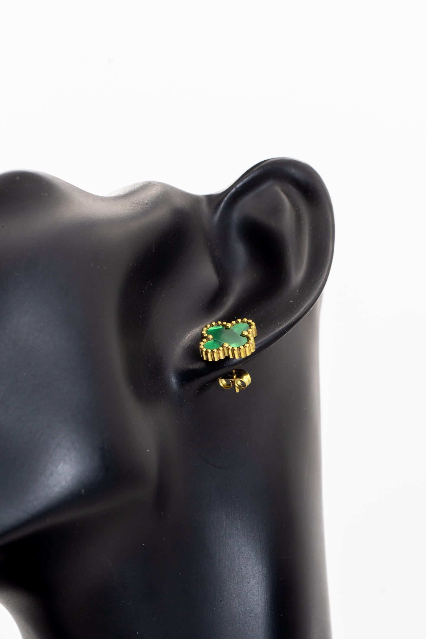 Lucky Clover Green Motif Jewelry Necklace, Bracelet, Ring & Earrings