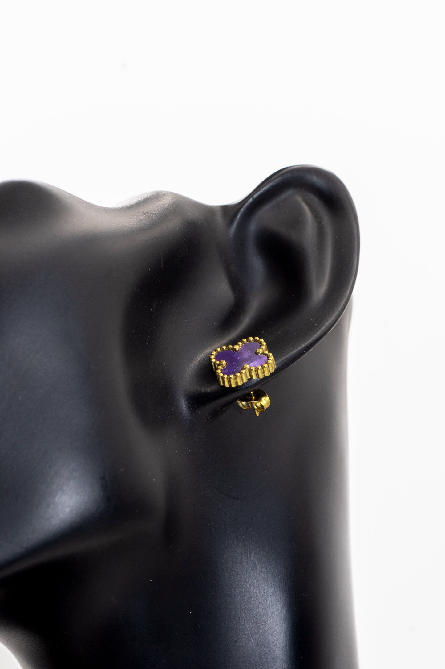 Lucky Clover Purple Motif Jewelry Necklace, Bracelet, Ring & Earrings