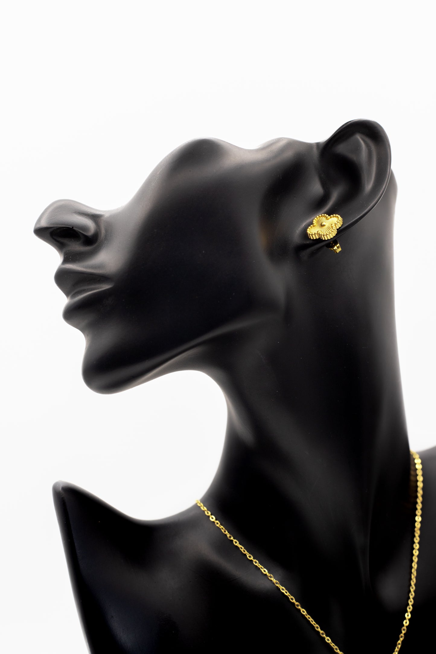 Lucky Clover Yellow Motif Jewelry Necklace, Bracelet, Ring & Earrings