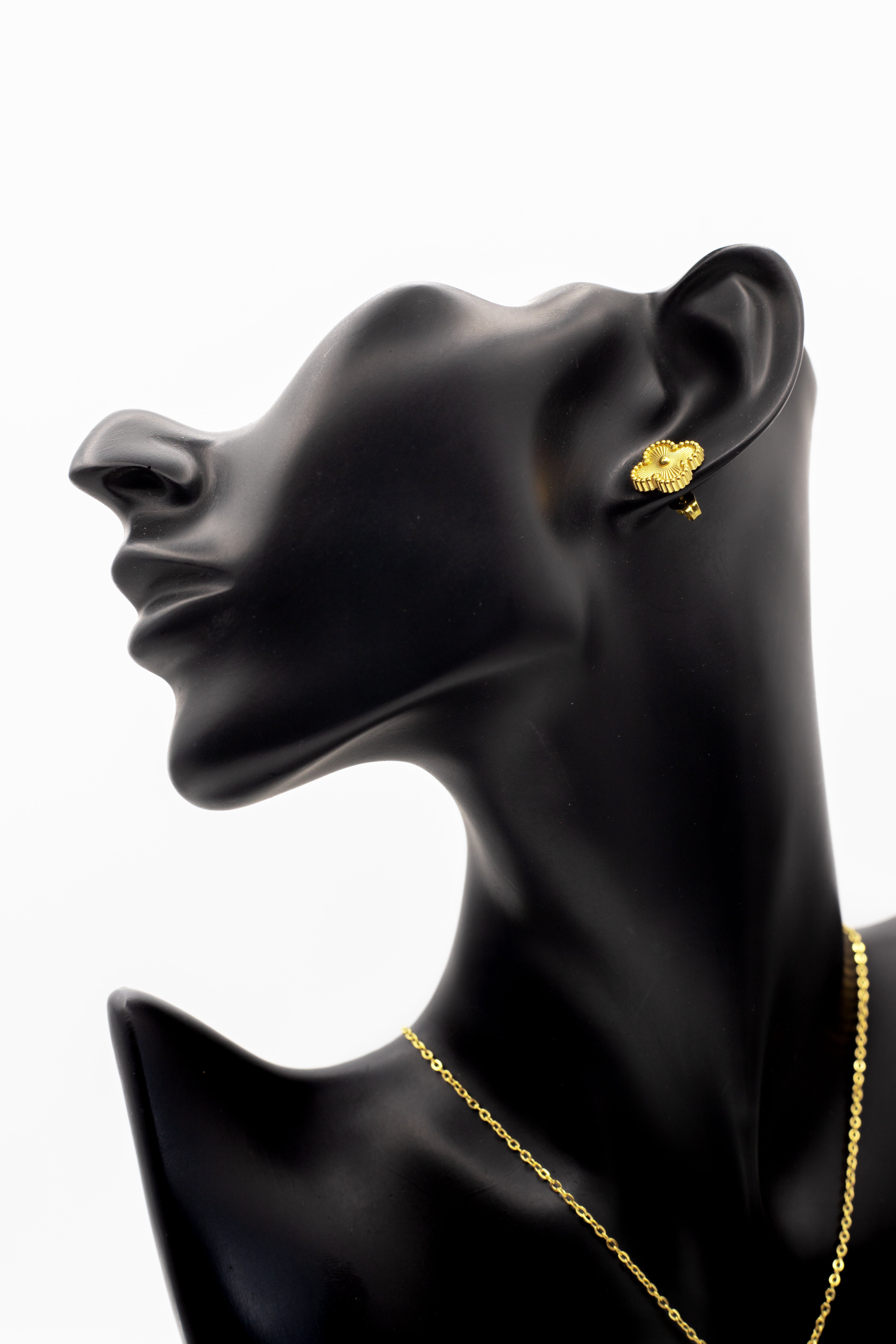 Lucky Clover Yellow Motif Jewelry Necklace, Bracelet, Ring & Earrings