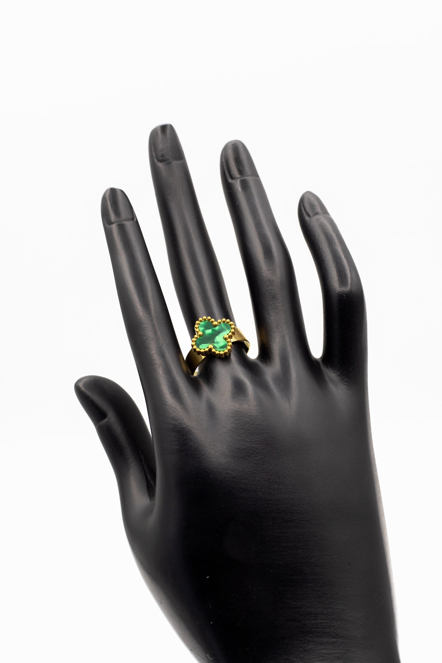 Lucky Clover Green Motif Jewelry Necklace, Bracelet, Ring & Earrings