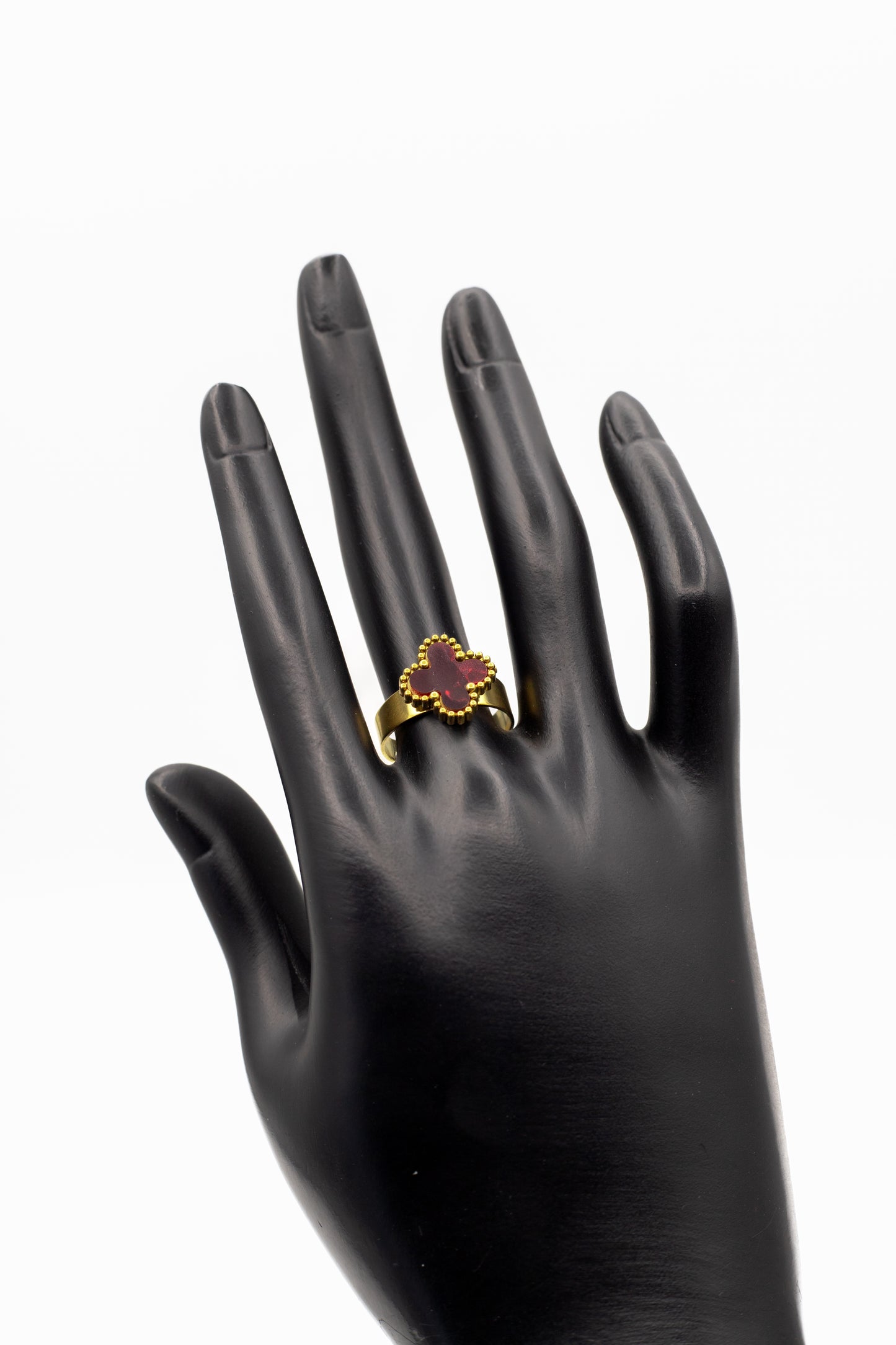 Lucky Clover Red Motif Jewelry Necklace, Bracelet, Ring & Earrings