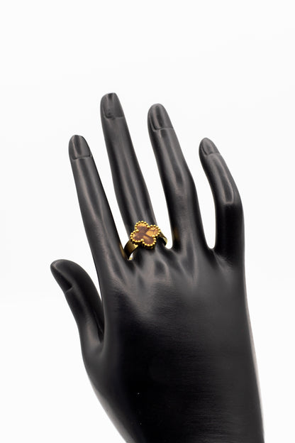 Lucky Clover Brown Motif Jewelry Necklace, Bracelet, Ring & Earrings