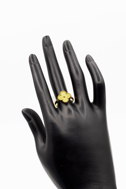 Lucky Clover Yellow Motif Jewelry Necklace, Bracelet, Ring & Earrings