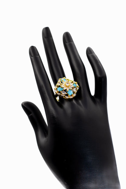 Enchanted Emerald-Green Floral Statement Ring