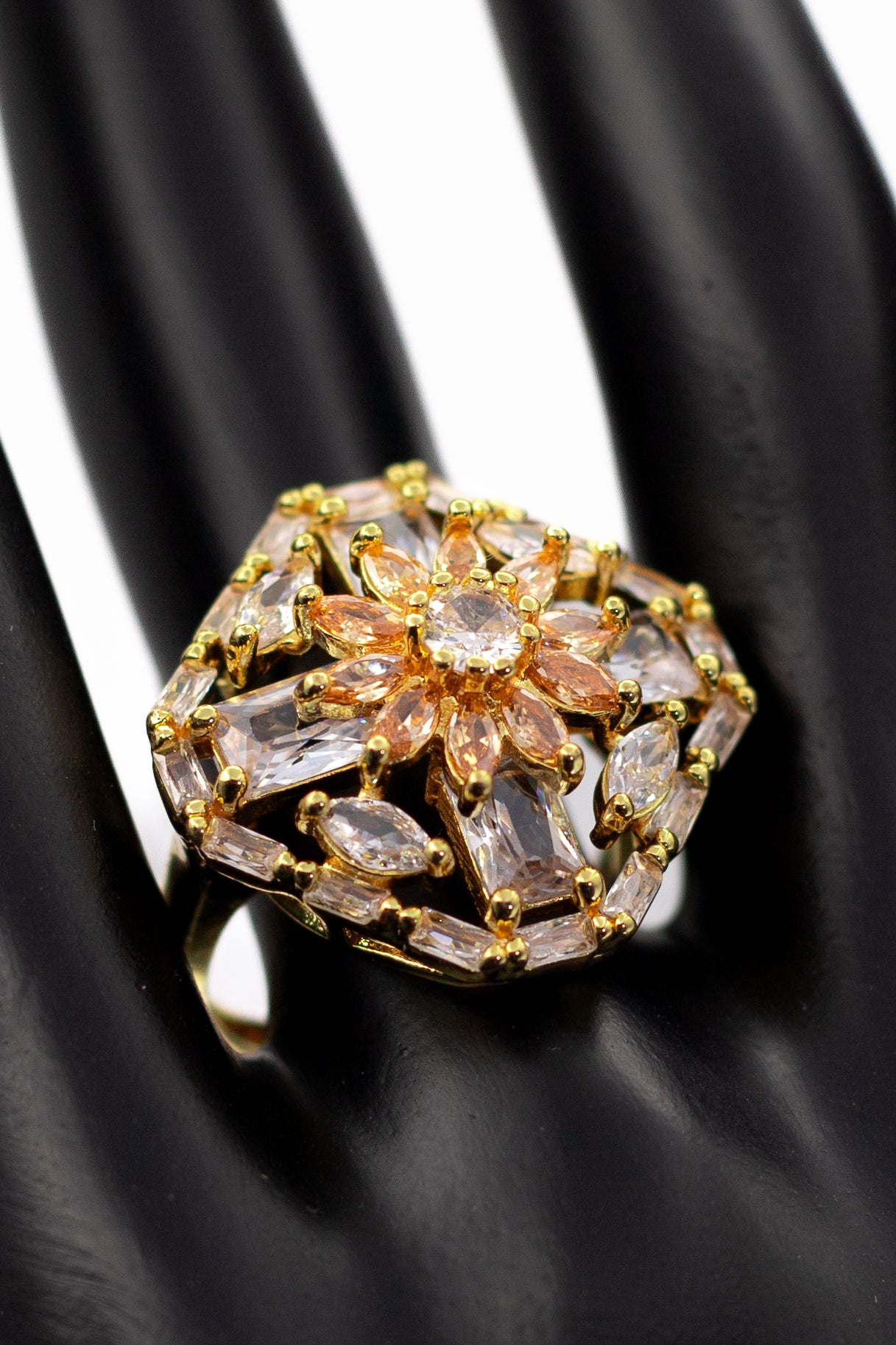 Enchanted Emerald-Green Floral Statement Ring