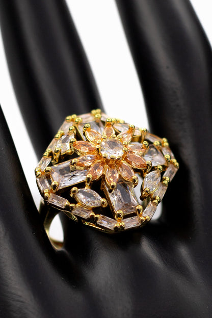 Enchanted Emerald-Green Floral Statement Ring