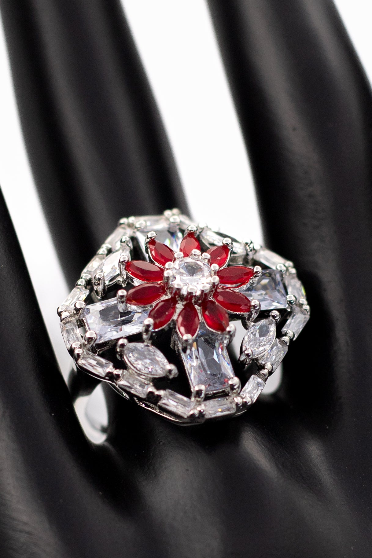 Celestial Turquoise & Crystal Floral Statement Ring