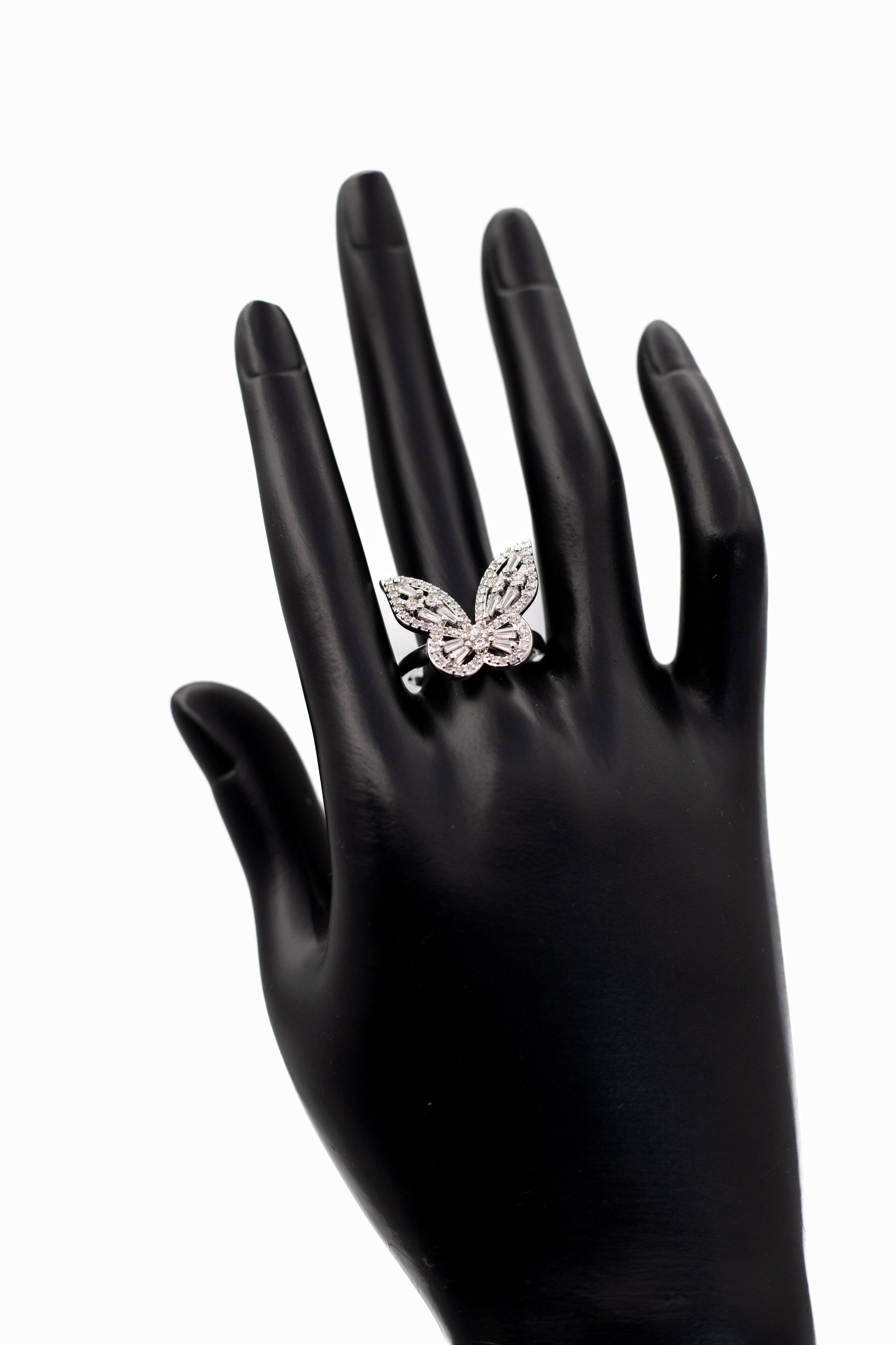 Ethereal Sparkling Crystal Butterfly Statement Ring
