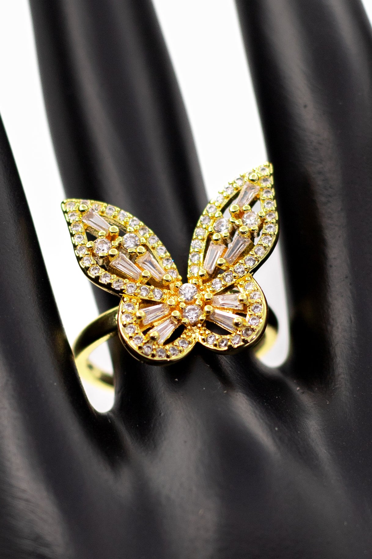 Ethereal Sparkling Crystal Butterfly Statement Ring