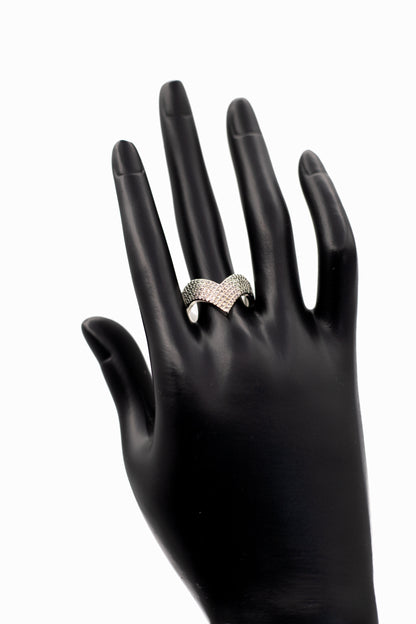 Radiant V-Shaped Pavé Chevron Statement Ring