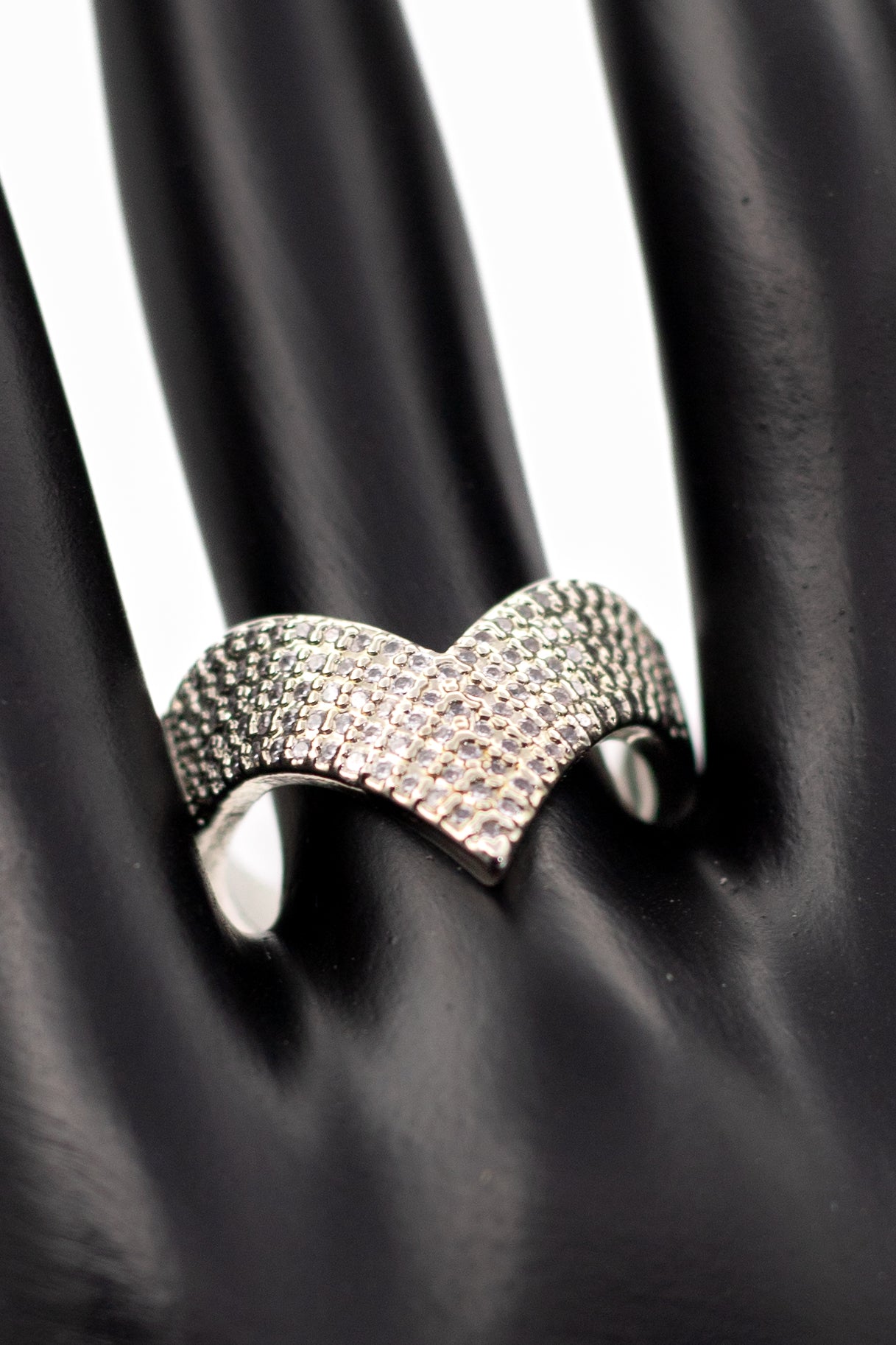 Radiant V-Shaped Pavé Chevron Statement Ring