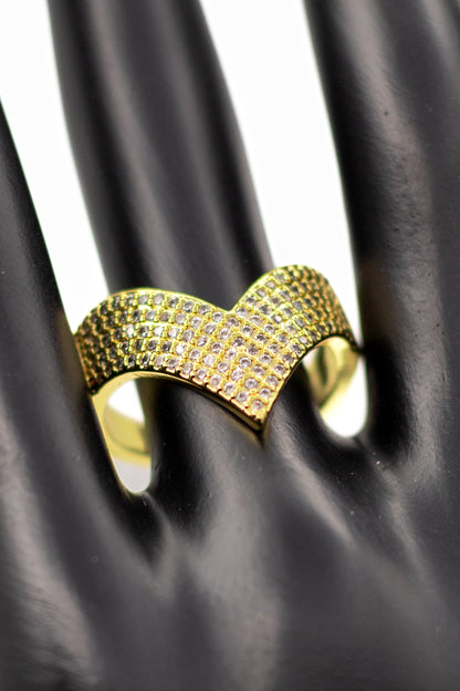 Radiant V-Shaped Pavé Chevron Statement Ring
