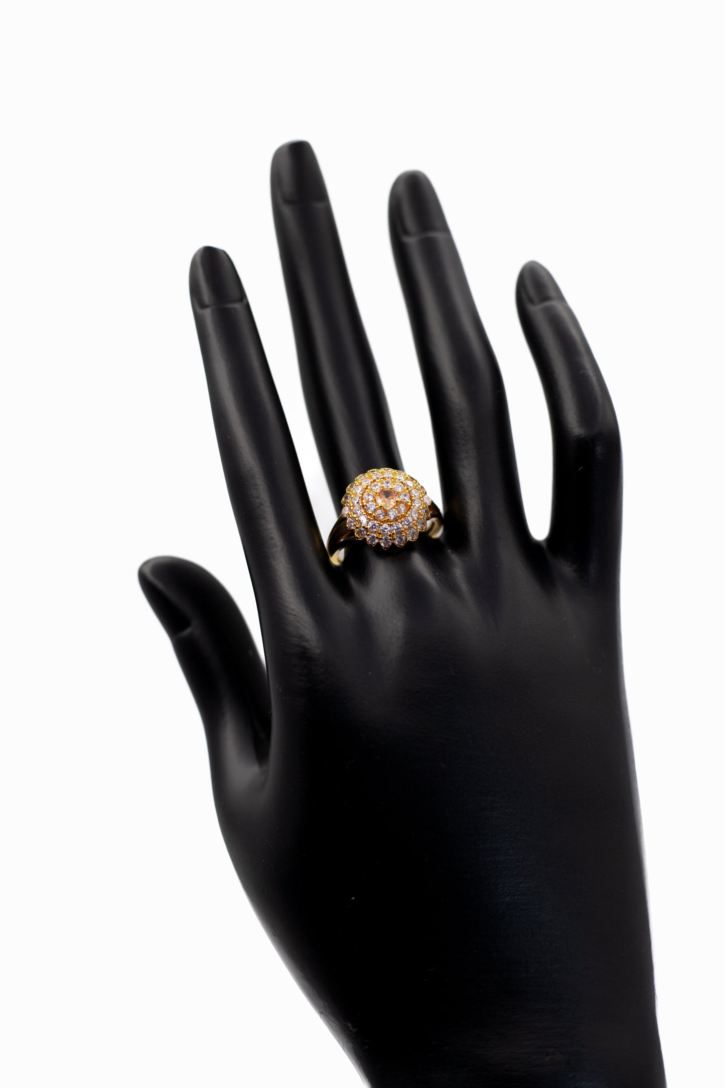 Golden Emerald-Cut Pave Ring (Adjustable)