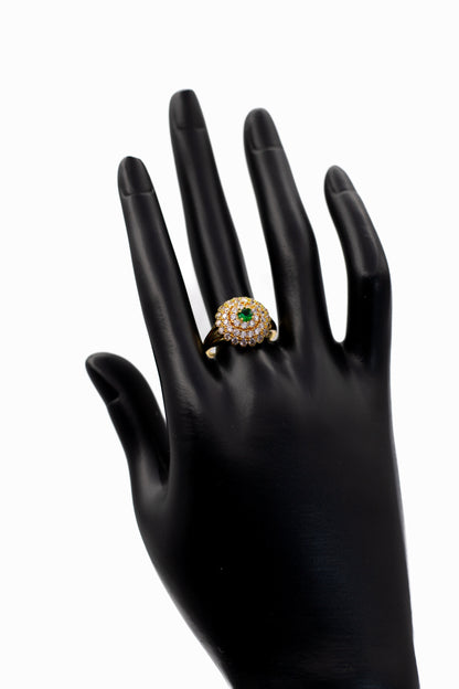 Golden Emerald-Cut Pave Ring (Adjustable)