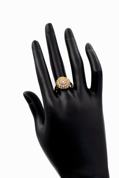 Golden Emerald-Cut Pave Ring (Adjustable)