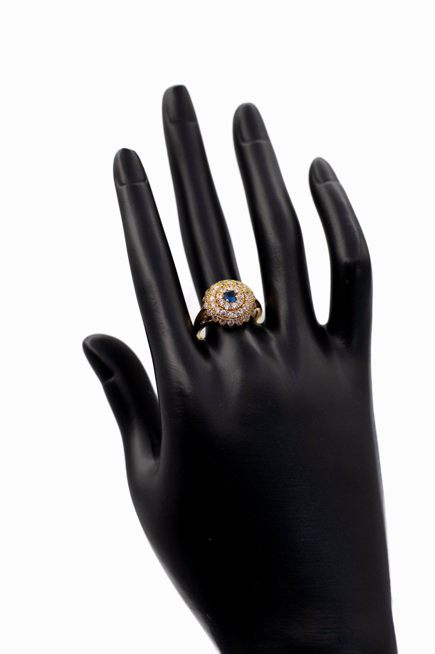 Golden Emerald-Cut Pave Ring (Adjustable)