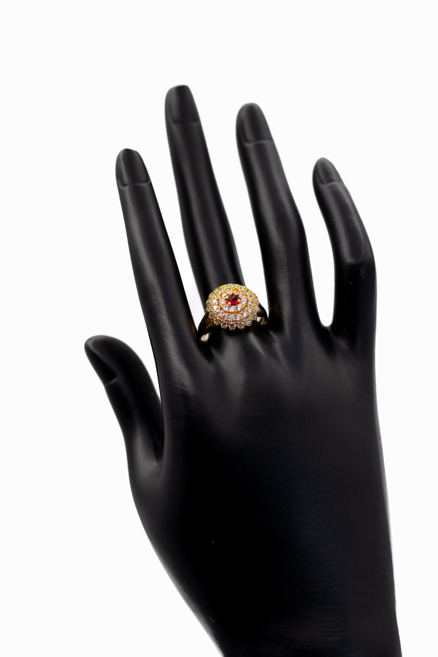 Golden Emerald-Cut Pave Ring (Adjustable)