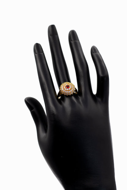 Golden Emerald-Cut Pave Ring (Adjustable)